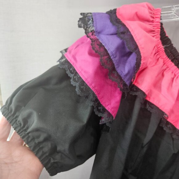 Prairie Shirt Skirt Set Medium Lace Trim Ruffle Tier Circle Dance Square Western - Picture 5 of 11